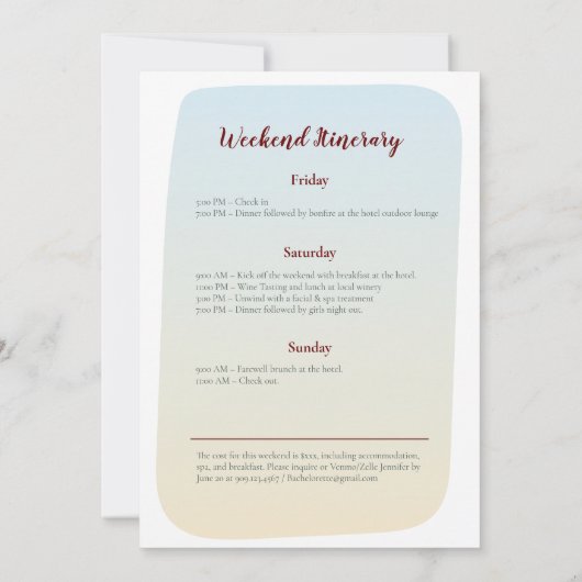 Fall favorites Rustic Bachelorette Weekend  Kaart (Achterkant)