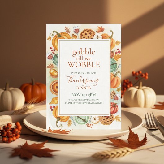Fall Feast Frame Thanksgiving Invitation Kaart
