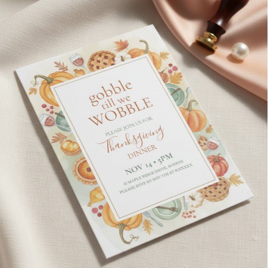 Fall Feast Frame Thanksgiving Invitation Kaart