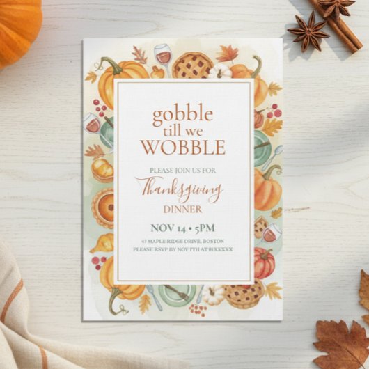 Fall Feast Frame Thanksgiving Invitation Kaart