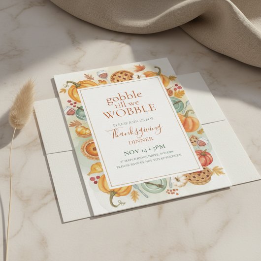 Fall Feast Frame Thanksgiving Invitation Kaart