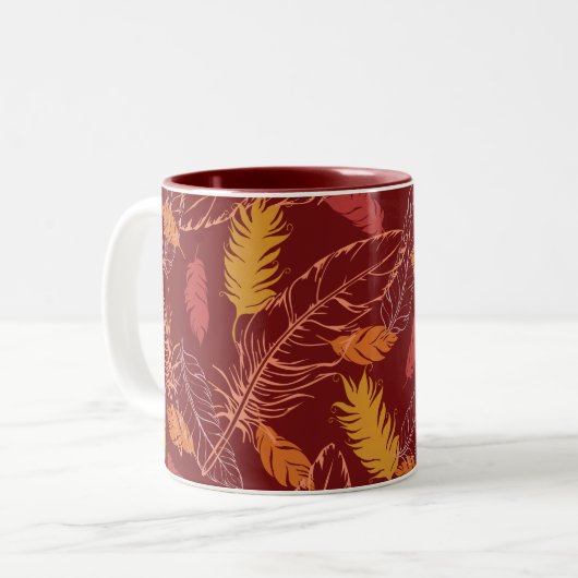 Fall Feathers 2-Tone Coffee Mug Tweekleurige Koffiemok (Voorkant links)
