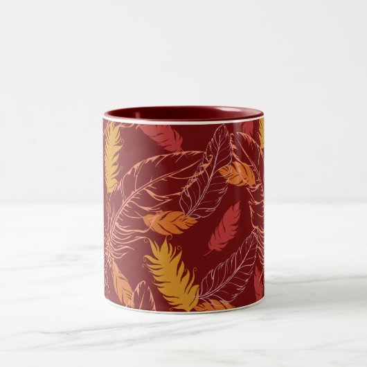 Fall Feathers 2-Tone Coffee Mug Tweekleurige Koffiemok (Center)