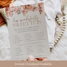 Fall Floral Baby Shower Candy Guessing Game Card Kaart