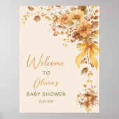 Fall Floral Boho Baby Shower Welcome Poster (Voorkant)