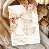 Fall Floral Bow Baby Shower Invitation Kaart