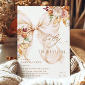 Fall Floral Bow Baby Shower Invitation Kaart