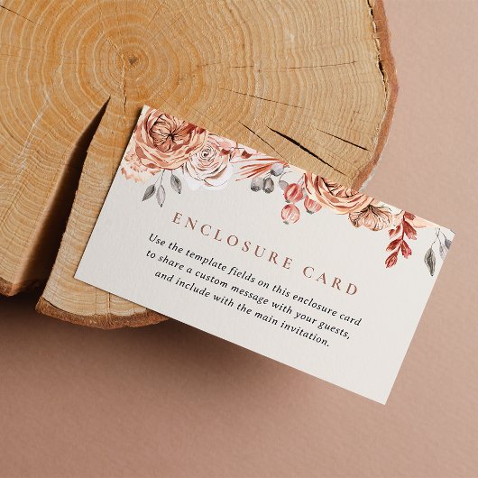 Fall Floral Editable Baby Shower Enclosure Card Informatiekaartje