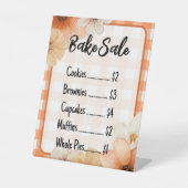 Fall Floral Plaid Bake Sale Sign Template Reclamebord Met Voetstuk (Voorkant)