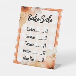 Fall Floral Plaid Bake Sale Sign Template Reclamebord Met Voetstuk