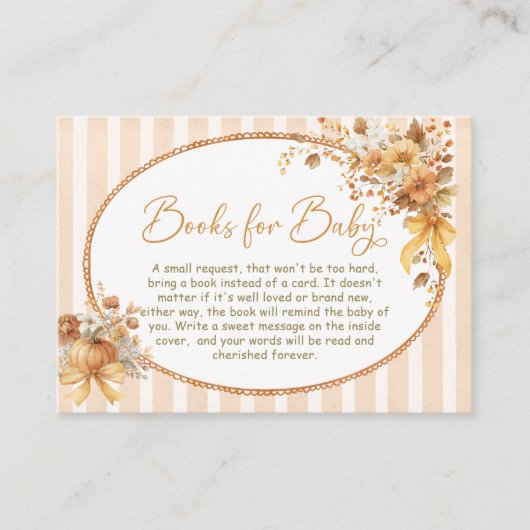Fall Floral Pumpkin Baby Shower Book Request Informatiekaartje (Voorkant)
