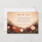 Fall Floral Romance Wedding Bedankkaart (Voorkant)