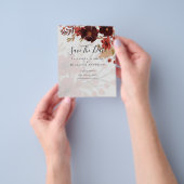 Fall Floral SAVE DATES Terracotta Burgundy Red Flyer (Hand)