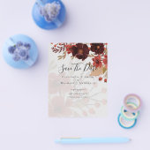 Fall Floral SAVE DATES Terracotta Burgundy Red Flyer (Enkel)
