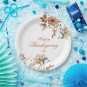 Fall Floral Thanksgiving  Papieren Bordje (Feest)