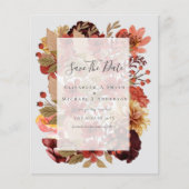 Fall Floral Wedding - Burgundy Orange BUDGET Flyer (Voorkant)