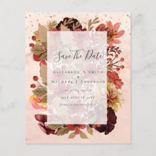 Fall Floral Wedding - Burgundy Orange BUDGET Flyer