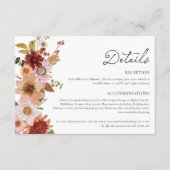 Fall Floral Wedding Details Card with QR Code Informatiekaartje (Voorkant)