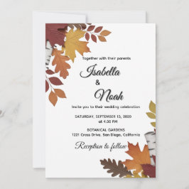 Fall Floral Wedding Invitation Kaart