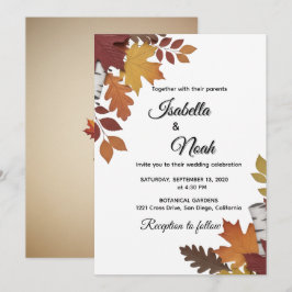 Fall Floral Wedding Invitation Kaart