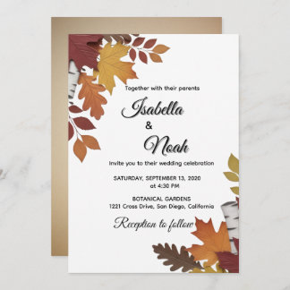 Fall Floral Wedding Invitation Kaart