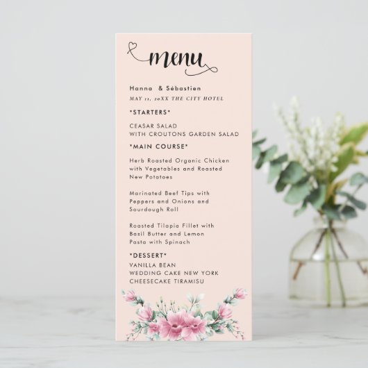 Fall Floral  Wedding Menu (Staand voorkant)