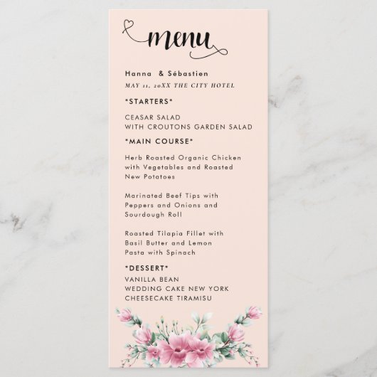 Fall Floral  Wedding Menu (Voorkant)