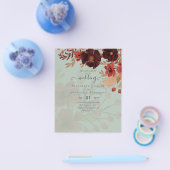 Fall Floral Wedding Terracotta Burgundy Red Flyer (Enkel)