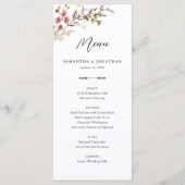 Fall Floral Wildflowers Wedding Reception Menu (Voorkant)
