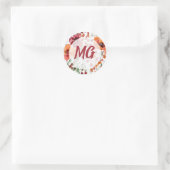 Fall-florale monogrammen ronde sticker (Tas)