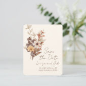 Fall Florals Save the Date Photo Kaart (Staand voorkant)