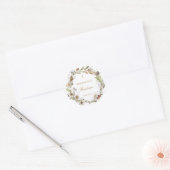 fall flowers wreath Baptism Invitation Ronde Sticker (Envelop)
