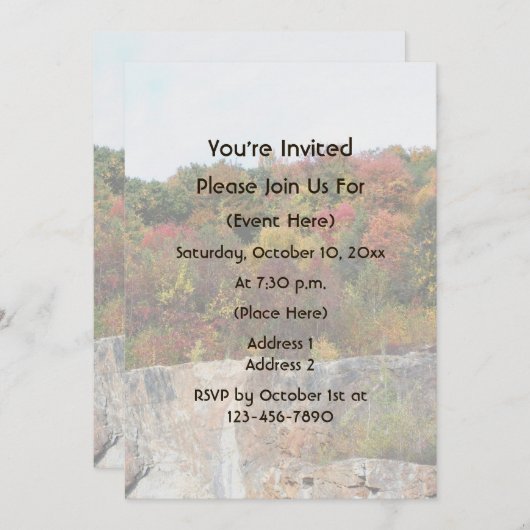 Fall Foliage Along Rock Cliff Nature  Kaart (Voorkant / Achterkant)