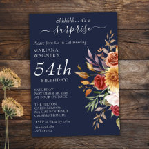 Fall Foliage Autumn Navy Blue Surprise Birthday