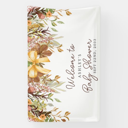 Fall Foliage Floral Baby Shower Welcome Spandoek (Verticaal)
