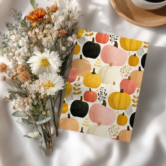 Fall Foliage Vibrant Pumpkins Thanksgiving Dinner  Kaart