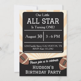 Fall Football All Star Birthday Party Invitation Kaart