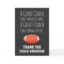 Fall Football Cards Thank You Coach From The Team