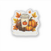Fall Football Tis The Season Pumpkin Autumn Coffee Sticker (Voorkant)