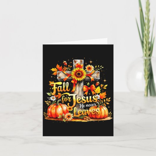 Fall For Jesus Christian Pumpkin Autumn Cross  Kaart (Voorkant)