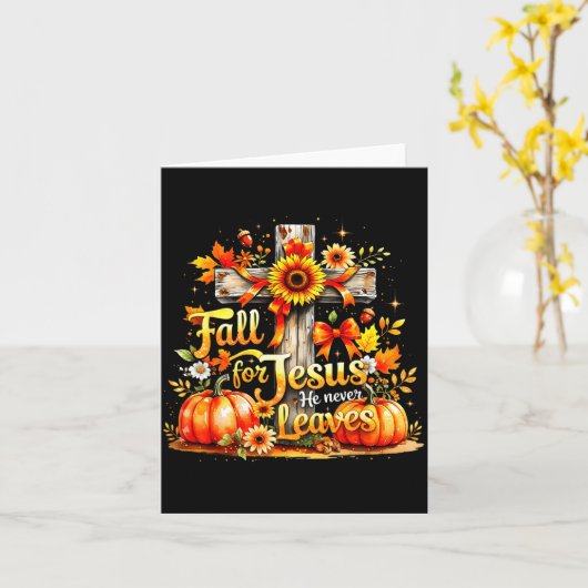 Fall For Jesus Christian Pumpkin Autumn Cross  Kaart (Gele Bloem)