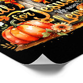 Fall For Jesus Christian Pumpkin Autumn Cross  Poster (Hoek)