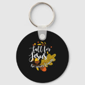 Fall For Jesus He Never Leaves Autumn Fall Christi Sleutelhanger (Voorkant)