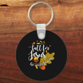Fall For Jesus He Never Leaves Autumn Fall Christi Sleutelhanger (Voorkant)