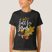 Fall For Jesus He Never Leaves Autumn Fall Christi T-shirt (Voorkant)