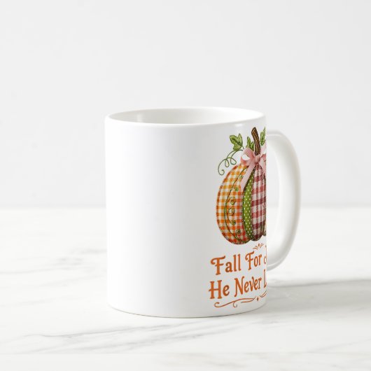 Fall For Jesus He Never Leaves Pumpkin Patchwork C Koffiemok (Voorkant rechts)