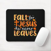 Fall For Jesus He Never Leaves Retro Autumn Thanks Muismat (Met muis)