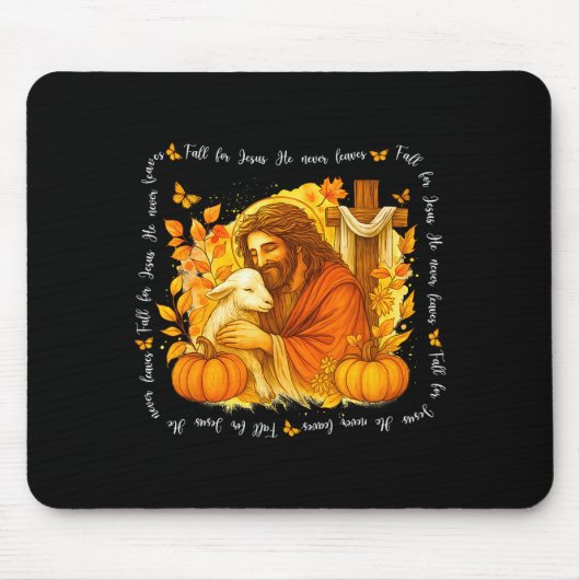 Fall For Jesus He Never Leaves Retro Thanksgiving Muismat (Voorkant)