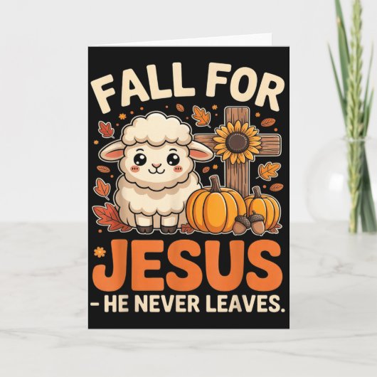 Fall For Jesus He Never Leaves Sheep Christian Aut Kaart (Voorkant)