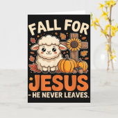 Fall For Jesus He Never Leaves Sheep Christian Aut Kaart (Gele Bloem)